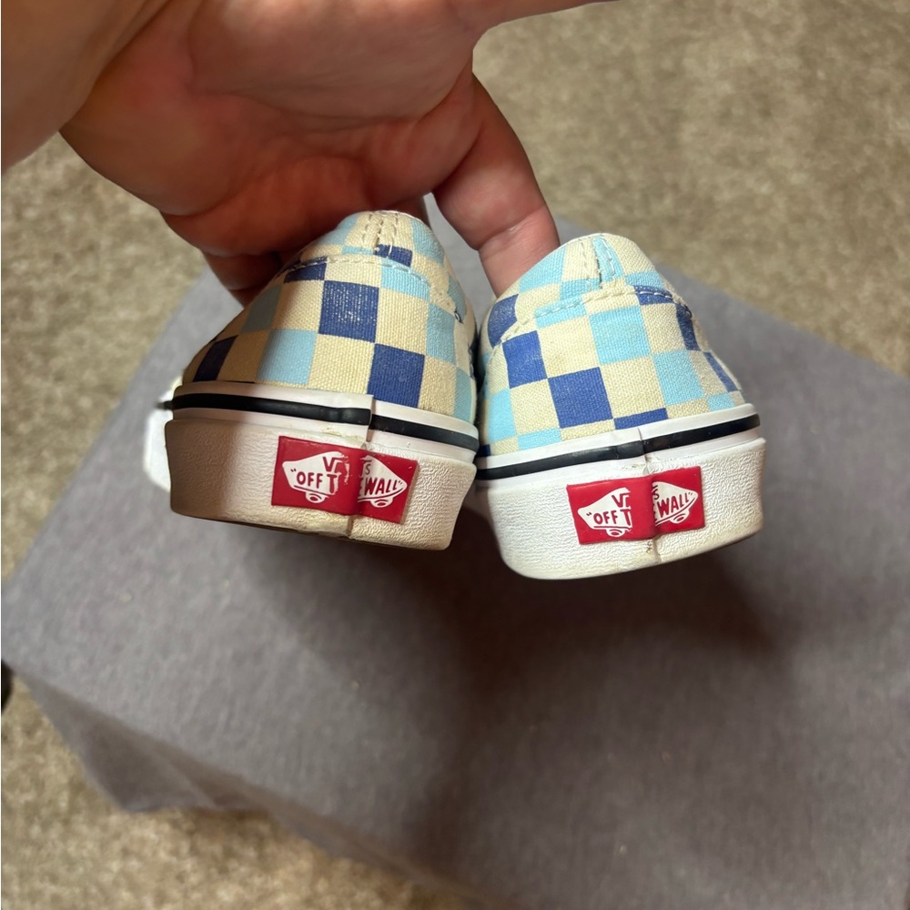 Vans 2 Tone Blue Checkerboard Slip On Sneakers Men 6 Women 7.5 Beach Surf - Picture 4 of 10
